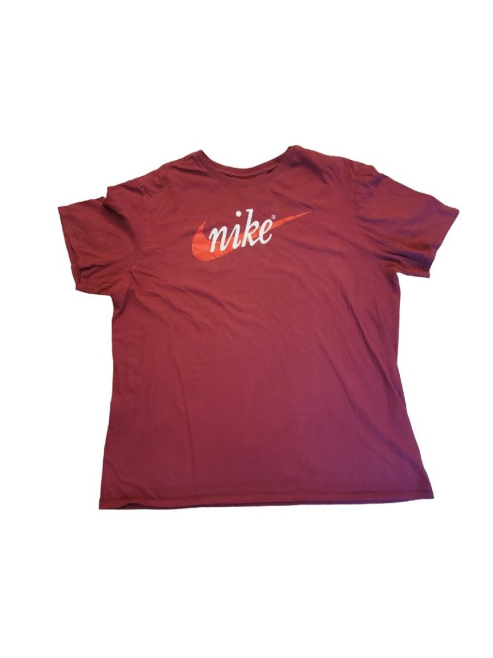 Nike T-Shirt Men's XL Burgundy White Graphic Logo Crewneck Short Sleeve